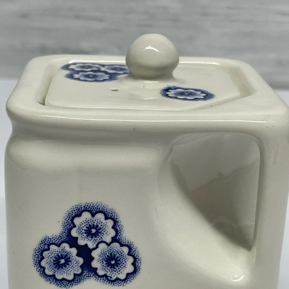 Royal Crownford Staffordshire‎ England Blue Calico Cat Cube Teapot Vintage